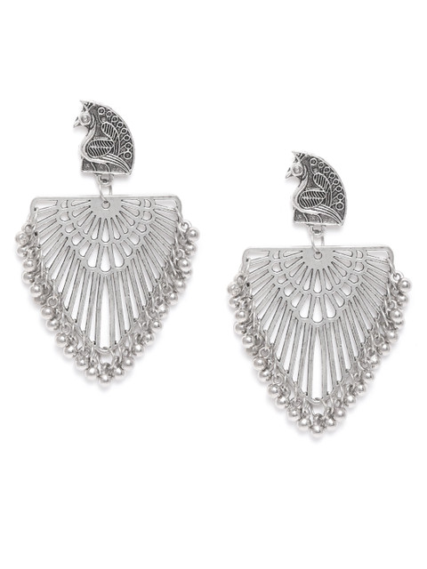 

DIVA WALK Oxidised Silver-Plated Handcrafted Geometric Earrings