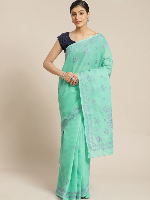 

ADA Sea Green Embroidered Pure Cotton Sustainable Saree