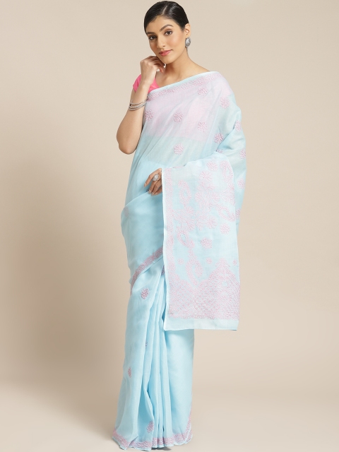 

ADA Blue & Pink Pure Cotton Embroidered Sustainable Saree