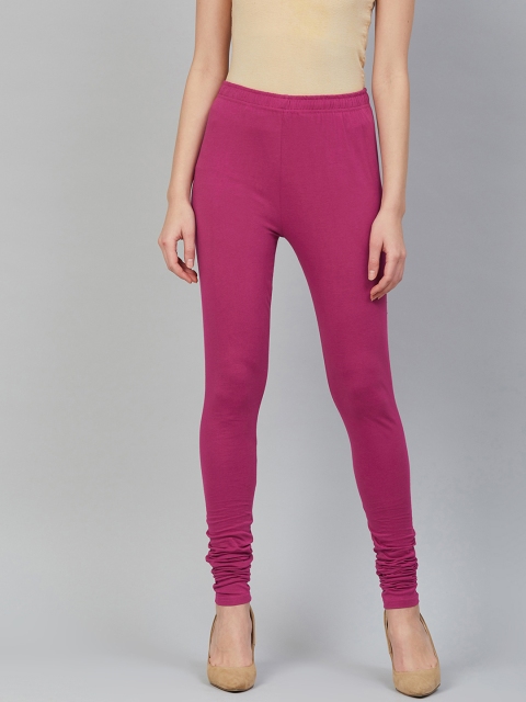 

Rangriti Pink Women Solid Churidar Length Leggings