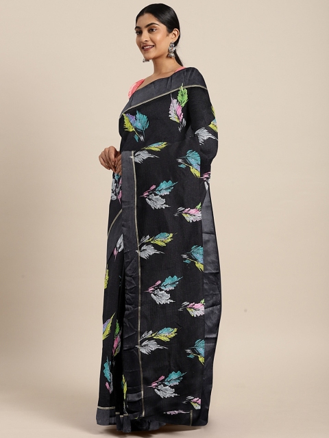 

KALINI Black & White Pure Linen Printed Saree