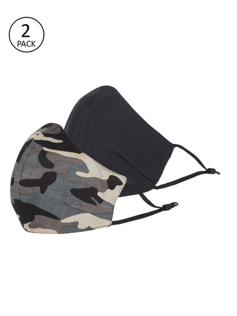 

MANARI India Men Pack of 2 5-Ply Reusable Outdoor Face Masks with Pouch, Navy blue