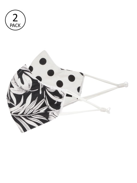 

MANARI India Women Black & White Pack of 2 Printed 5-Ply Reusable Face Masks with Pouch