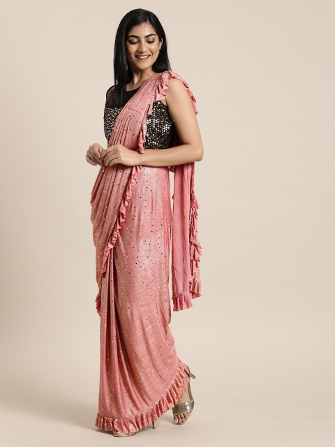 

Neerus Peach-Coloured Printed Ready To Wear Saree