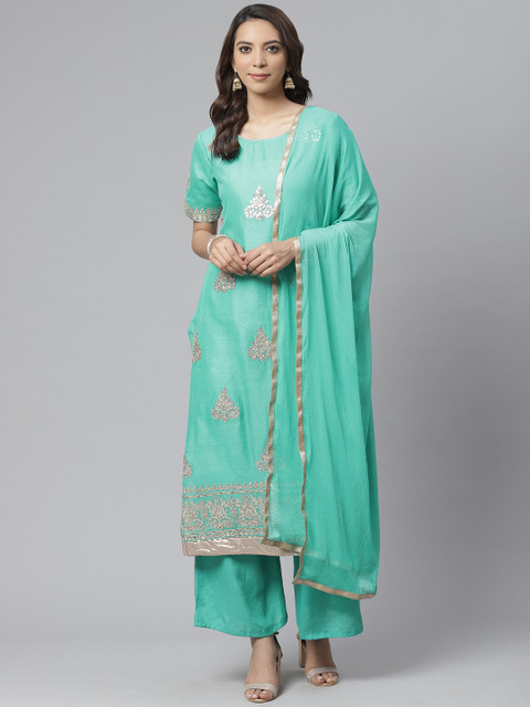 

Readiprint Fashions Sea Green & Golden Unstitched Dress Material