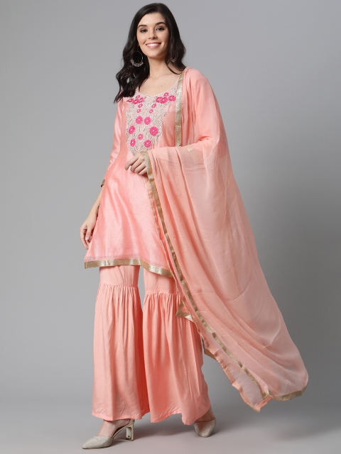 

Readiprint Fashions Peach-Coloured Resham Yoke Embroidery Unstitched Dress Material