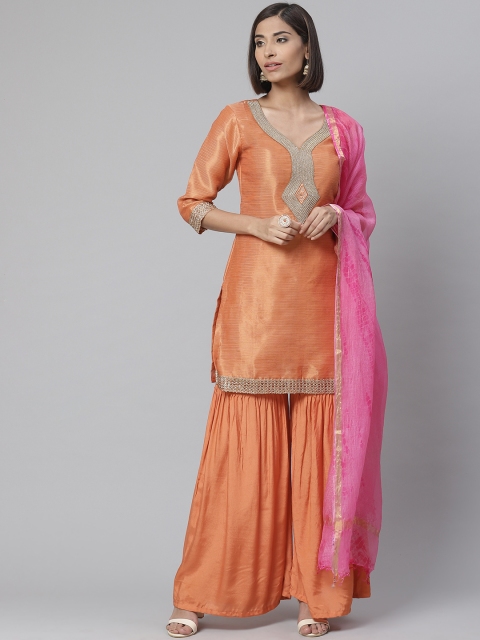 

Readiprint Fashions Peach-Coloured Self-Striped Unstitched Dress Material