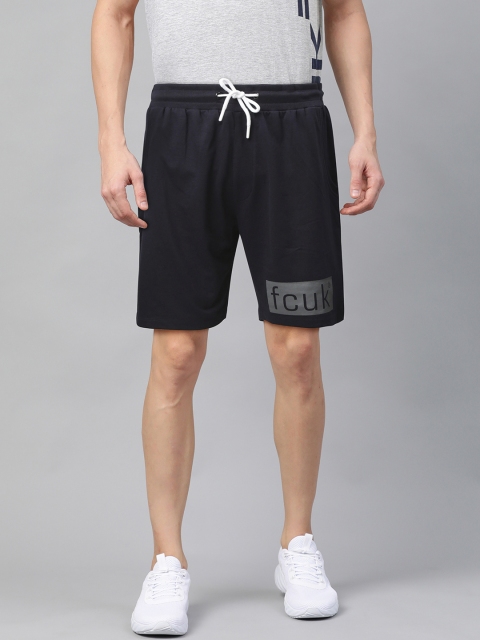 

French Connection Men Navy Blue Solid Regular Fit Regular Shorts