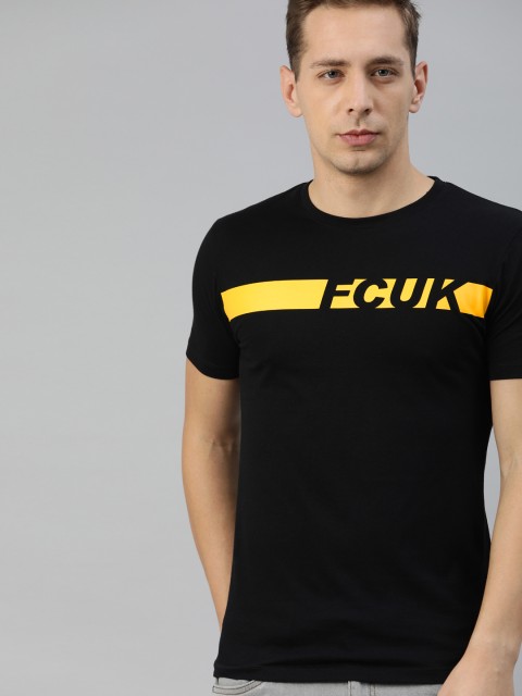 

French Connection Men Black Printed Round Neck T-shirt