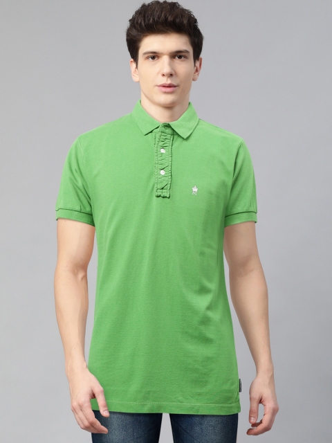 

French Connection Men Green Solid Polo Collar T-shirt