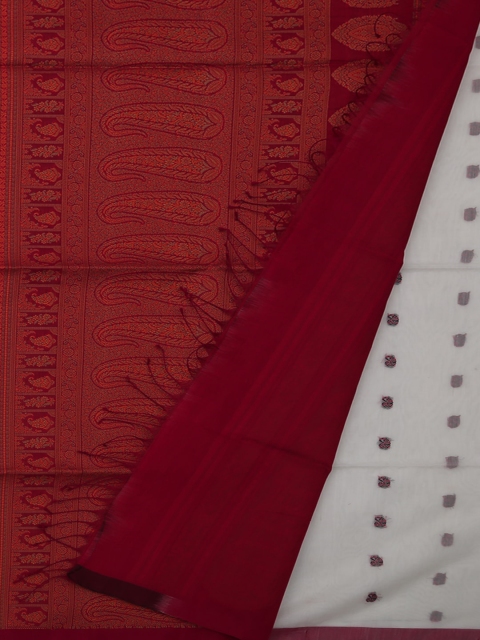

Pothys Off-White & Maroon Silk Cotton Woven Design Saree