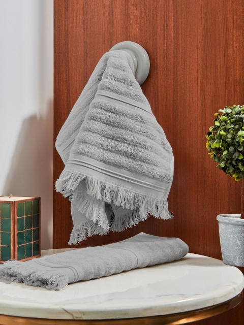 

DDecor Unisex Set Of 2 Grey Solid 500 GSM Live Beautiful Hand Towels