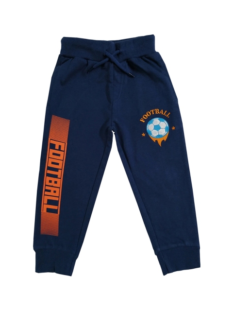 

KiddoPanti Boys Navy Blue Printed Straight Fit Fleece Joggers