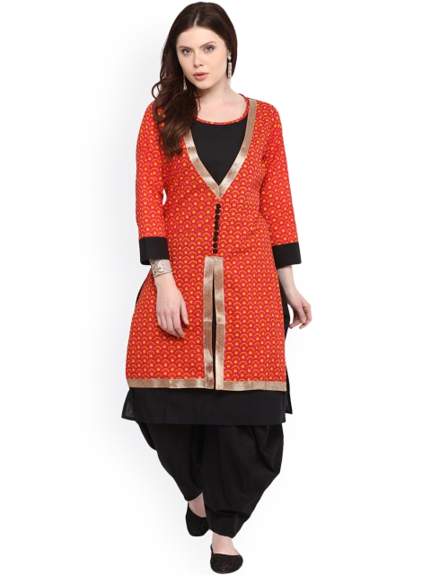 

Nayo Orange & Black Printed Kurta