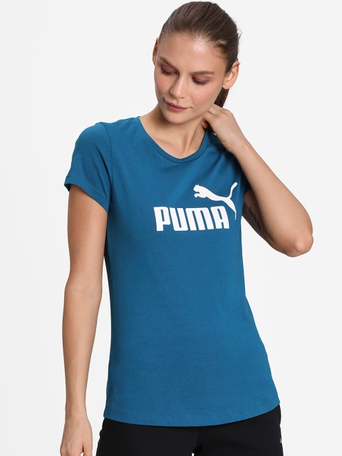 

Puma Women Blue Printed V-Neck T-shirt