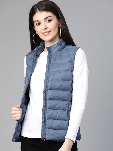 

Marks & Spencer Women Blue Solid Hooded Lightweight Puffer Jacket