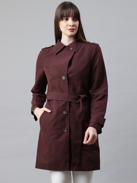 

Marks & Spencer Women Burgundy Longline Trenchcoat
