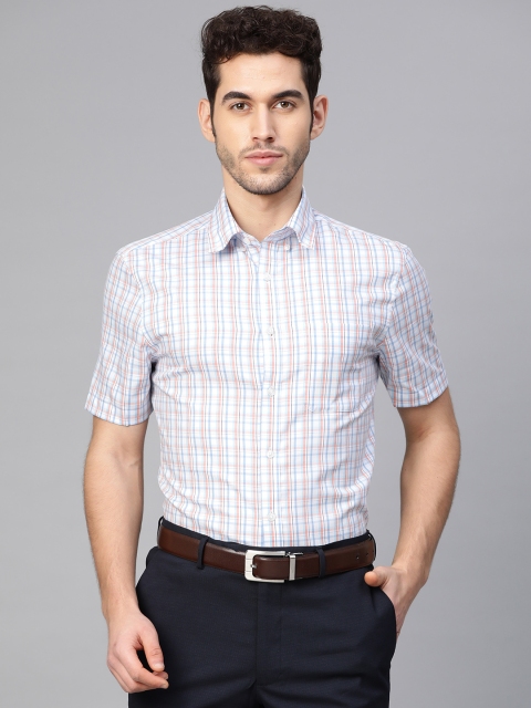 

Marks & Spencer Men White & Blue Tailored Fit Checked Formal Shirt