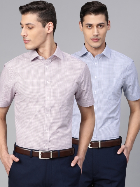 

Marks & Spencer Men Pack of 2 Regular Fit Easy Care Checked Formal Shirts, Red