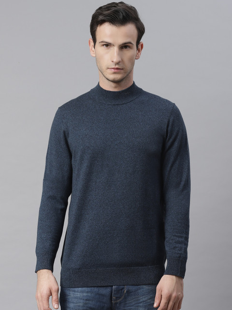 

Marks & Spencer Men Navy Blue Solid Pullover Sweater
