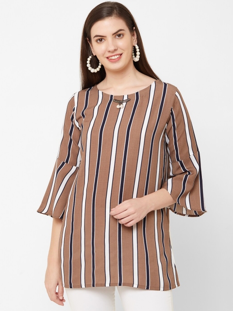 

Juliet Women Brown & Navy Blue Striped Top