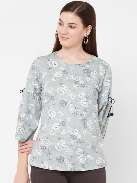 

Juliet Women Green Printed Pure Cotton Top