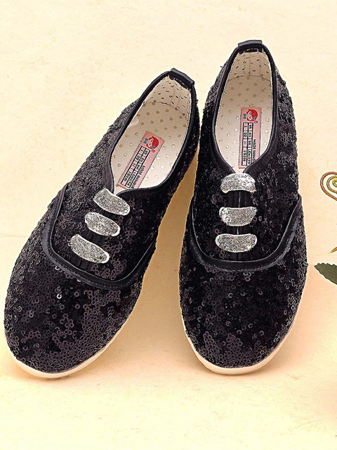 

DChica Girls Black Sequinned Slip-On Sneakers