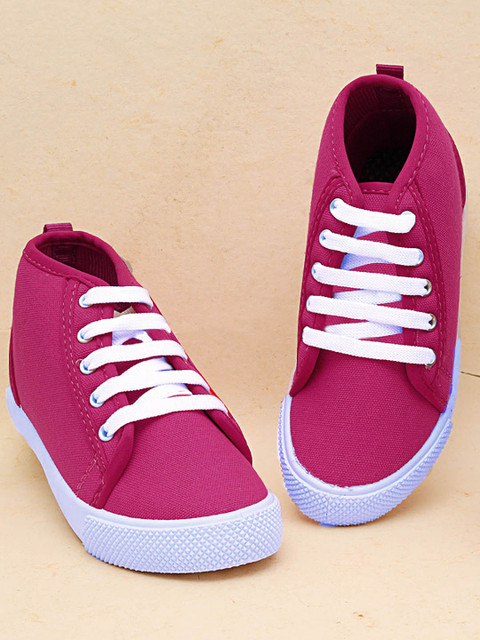 

DChica Girls Fuchsia Pink Solid Canvas Mid-Top Sneakers