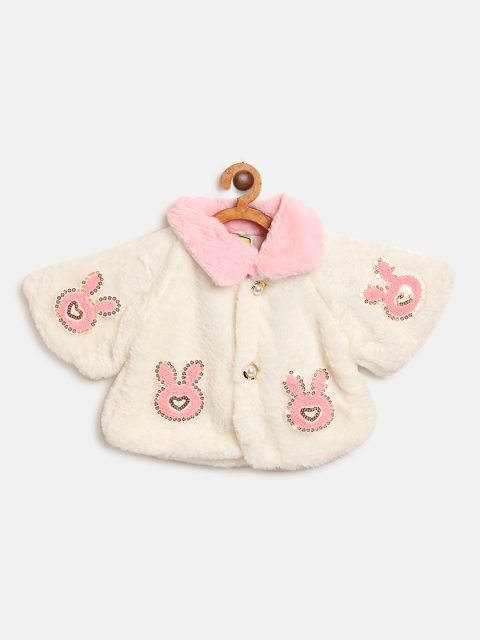 

Lil Lollipop Girls Cream-Coloured Embellished Faux Fur Tailored Jacket