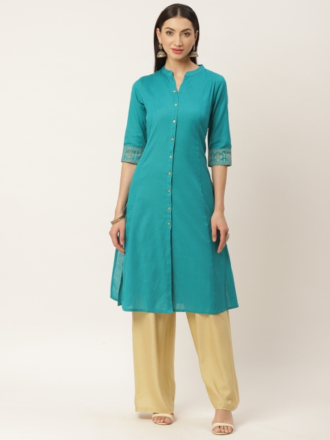 

ZIZO By Namrata Bajaj Women Blue Solid A-Line Kurta