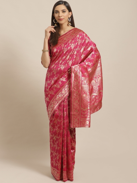 

SALWAR STUDIO Pink & Golden Woven Design Banarasi Saree