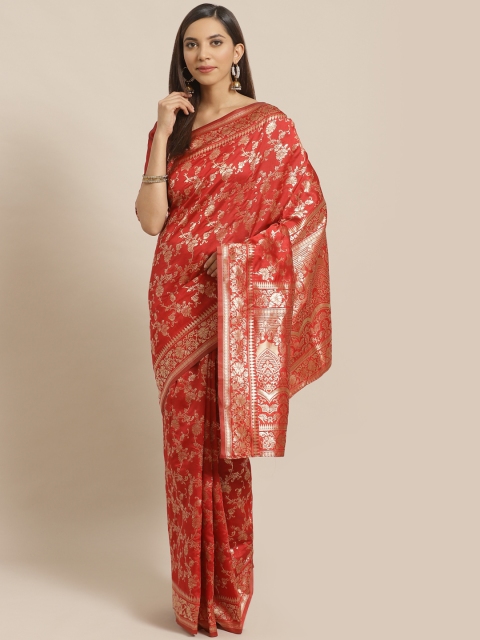 

SALWAR STUDIO Red & Golden Woven Design Banarasi Saree