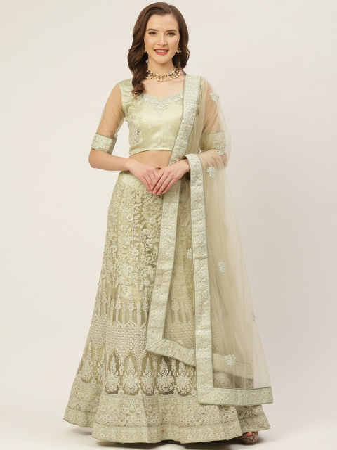 

Shaily Green Embroidered Semi-Stitched Lehenga & Unstitched Blouse with Dupatta