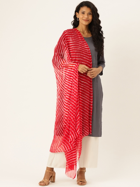 

Shaily Red & White Leheriya Printed Dupatta