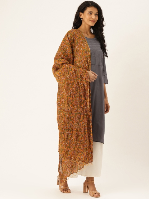 

Shaily Mustard Yellow & Red Printed Dupatta