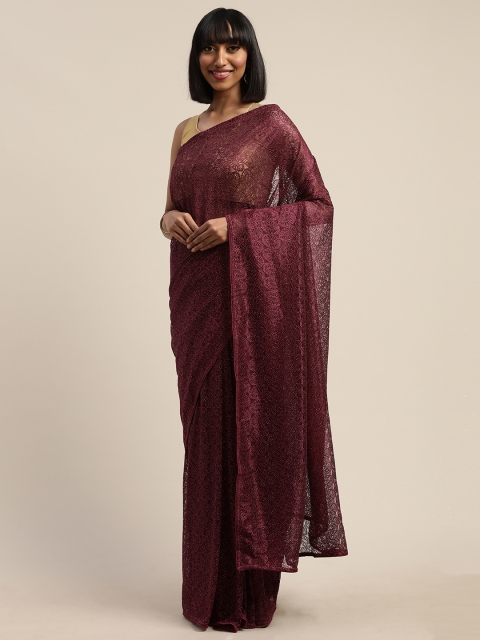

Nanda Silk Mills Burgundy Woven Design Brasso Saree