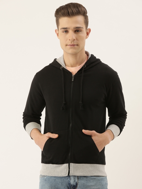 

ARISE Men Black Solid Hooded Sweatshirt