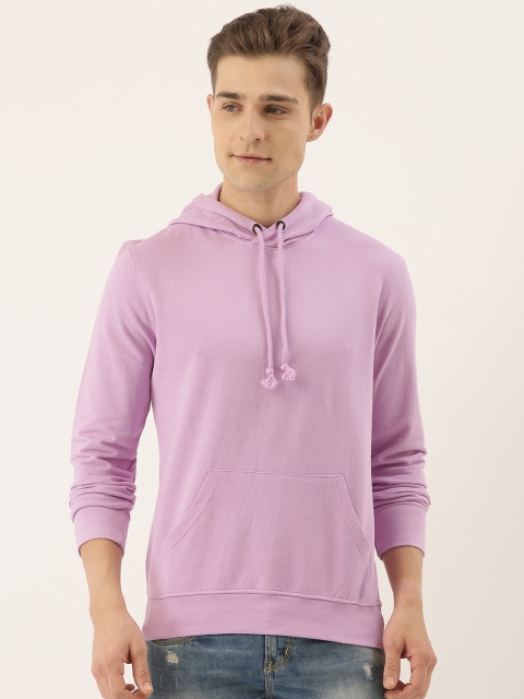 

ARISE Men Lavender Solid Hooded Sweatshirt