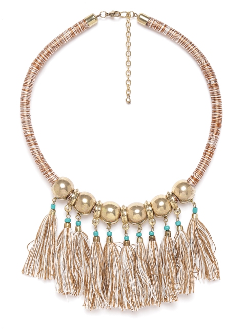 

RICHEERA Women Beige & Brown Gold-Plated Tasselled Necklace