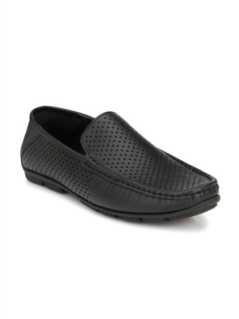 

Hitz Men Black Leather Driving Shoes