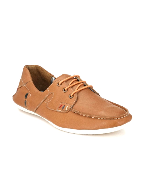 

Hitz Men Tan Brown Leather Boat Shoes