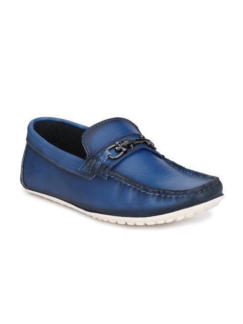 

Hitz Men Blue Leather Loafers