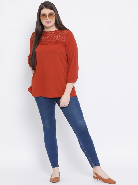 

Oxolloxo Women Rust Red Solid Top