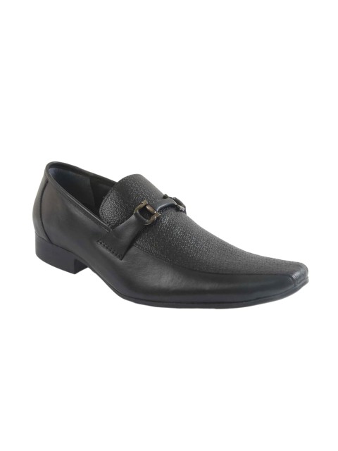 

Hitz Men Black Solid Leather Formal Slip-Ons