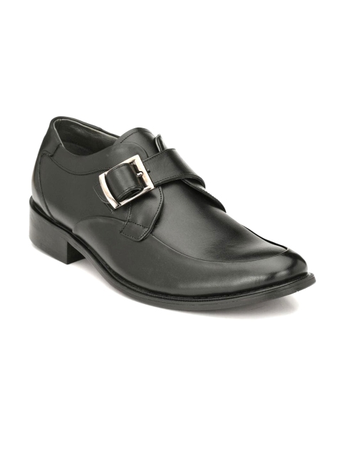 

Hitz Men Black Solid Leather Formal Monk Shoes