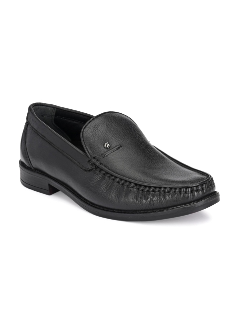 

Hitz Men Black Solid Leather Formal Slip-Ons