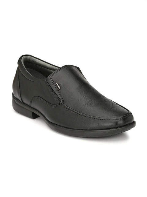 

Hitz Men Black Solid Leather Formal Slip-Ons