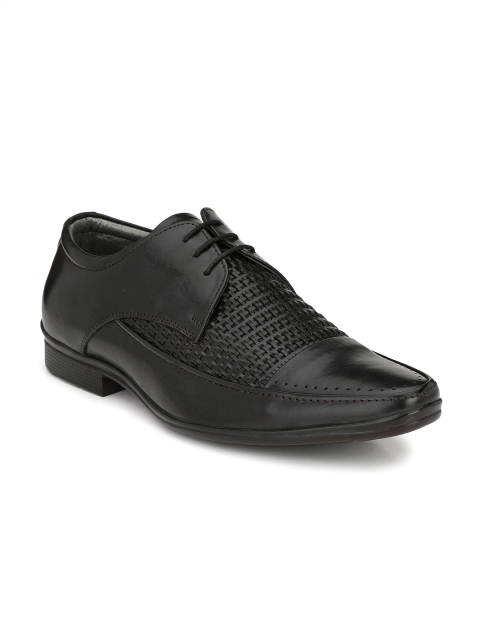 

Hitz Men Black Solid Leather Formal Derbys