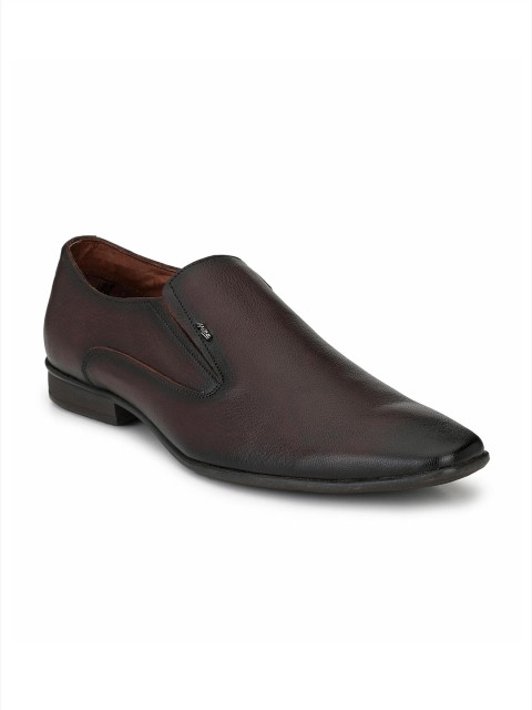 

Hitz Men Brown Solid Leather Formal Slip-Ons
