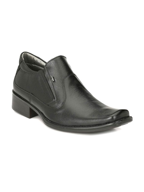 

Hitz Men Black Solid Leather Formal Slip-Ons